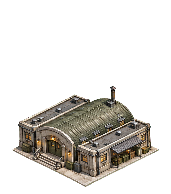 Barracks at the fortified stage, troop quarters around a drill yard