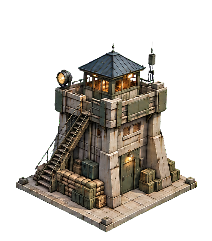 Defense Tower at the fortified stage, a concrete gun tower