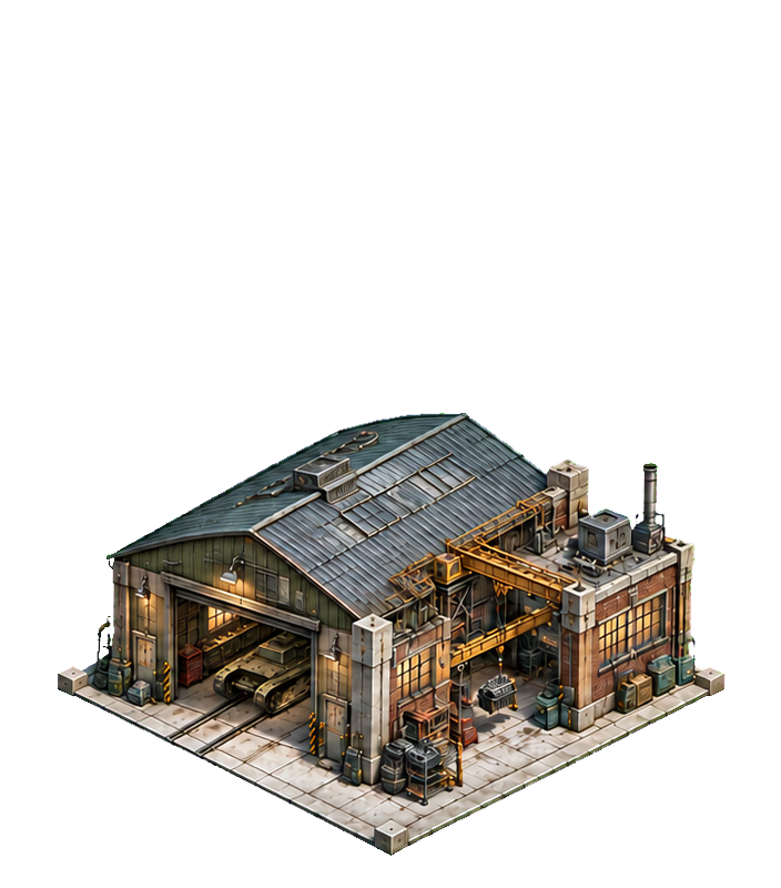 Vehicle Factory at the fortified stage, an assembly hall with vehicle bays